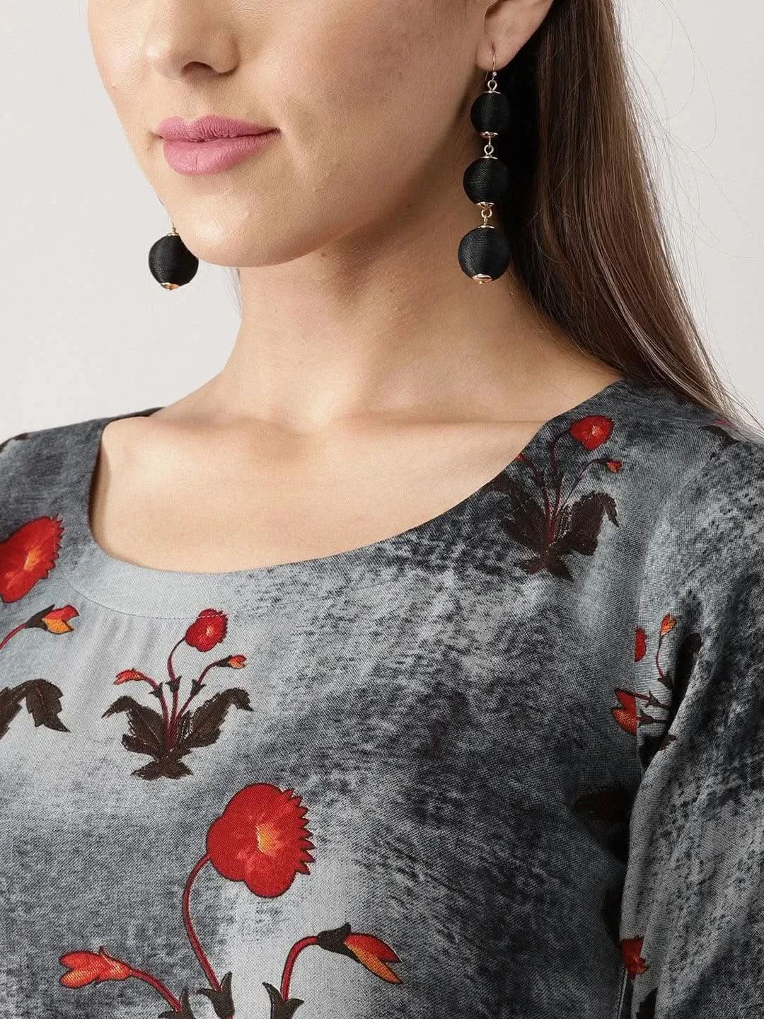 Multicoloured Printed Rayon A-Line Kurta With Palazzos