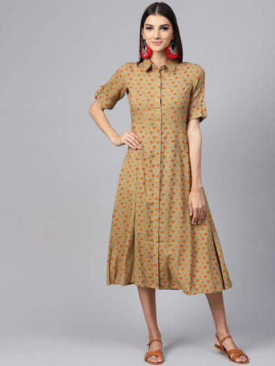 Multicoloured Printed Rayon Dress - Libas