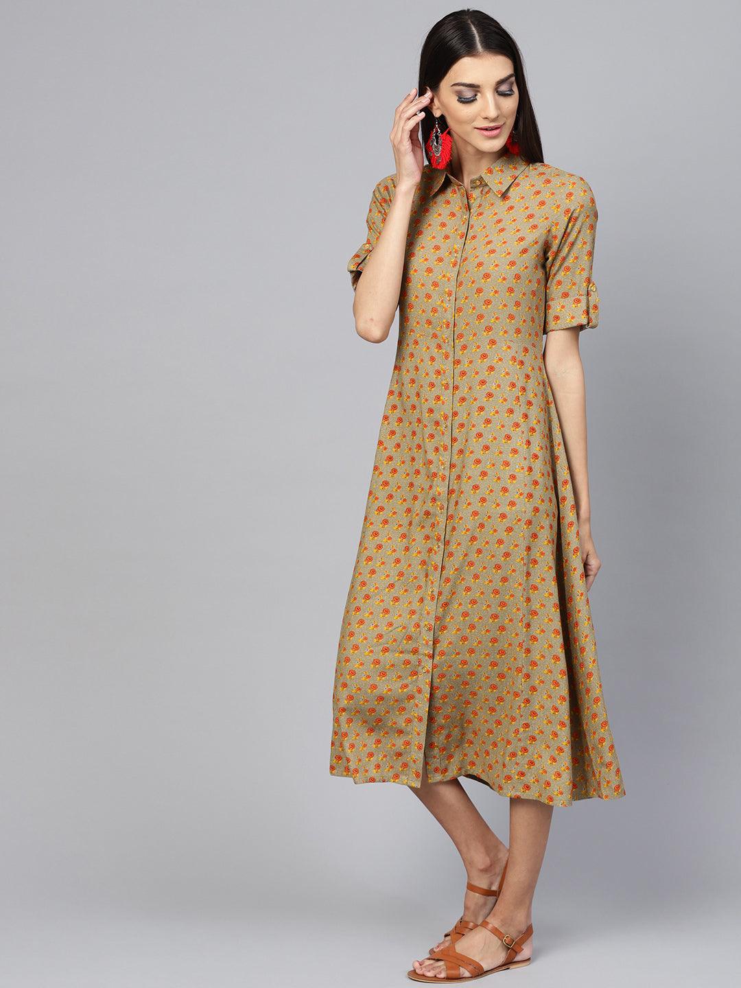 Multicoloured Printed Rayon Dress