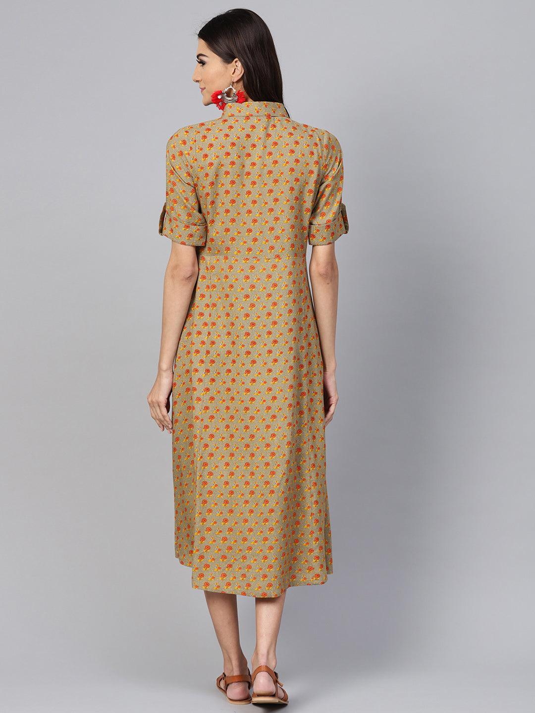 Multicoloured Printed Rayon Dress - Libas