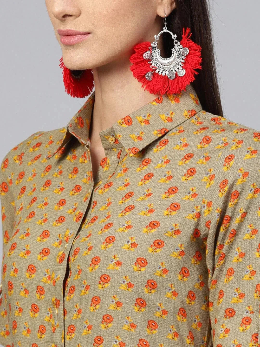 Multicoloured Printed Rayon Dress - Libas 