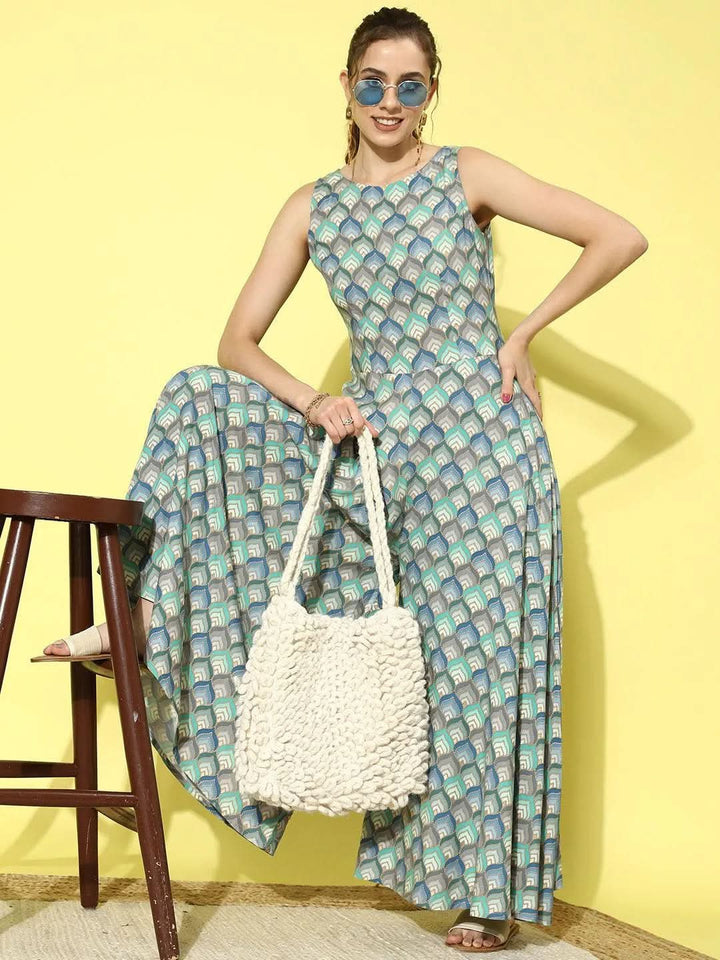 Multicoloured Printed Rayon Jumpsuit - Libas