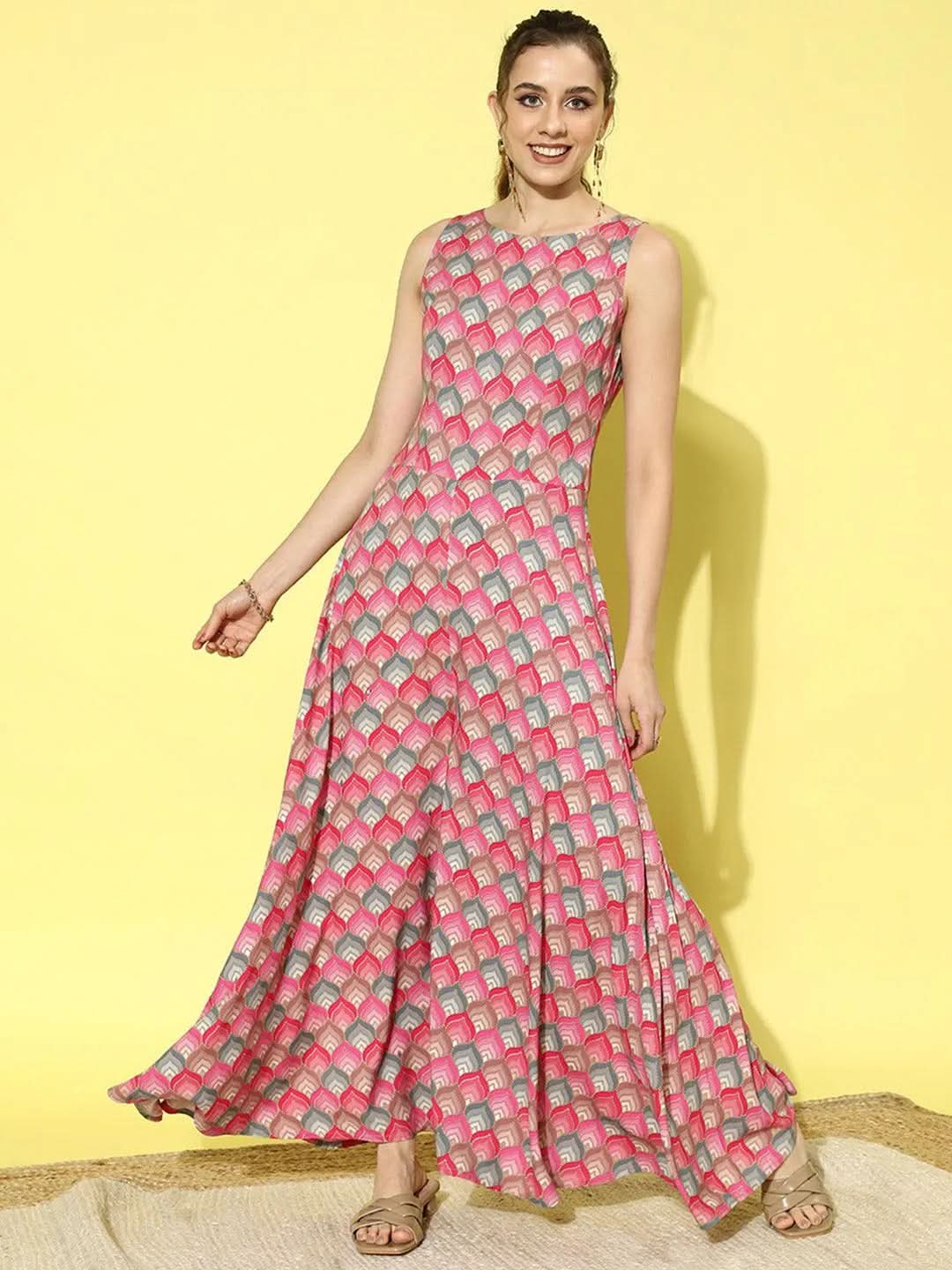 Multicoloured Printed Rayon Jumpsuit - Libas 