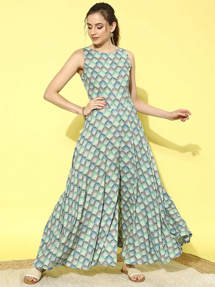 Multicoloured Printed Rayon Jumpsuit - Libas