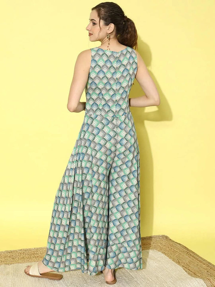 Multicoloured Printed Rayon Jumpsuit - Libas