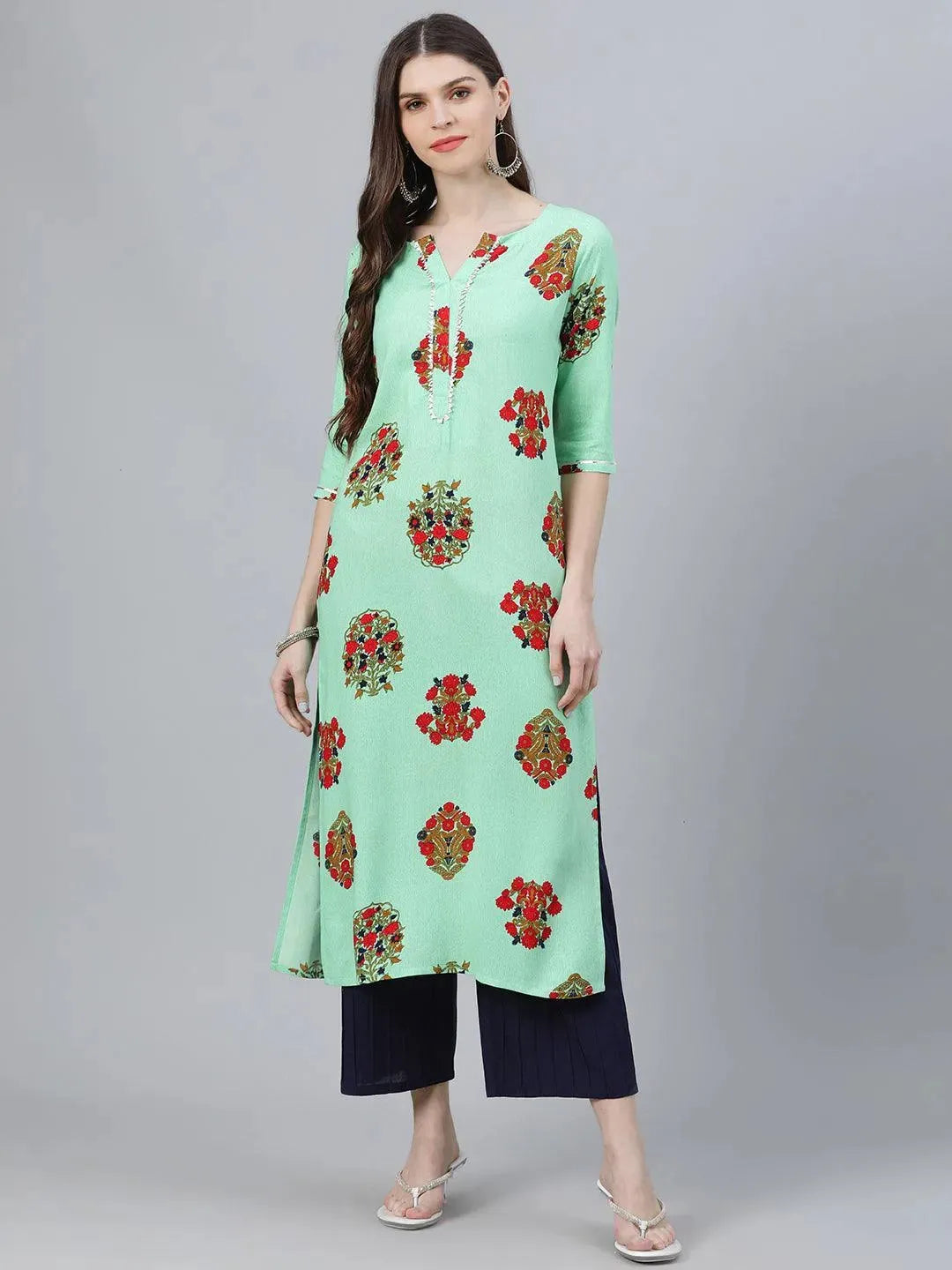 Multicoloured Printed Rayon Kurta - Libas