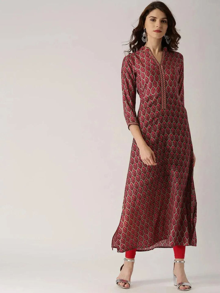 Multicoloured Printed Rayon Kurta - Libas