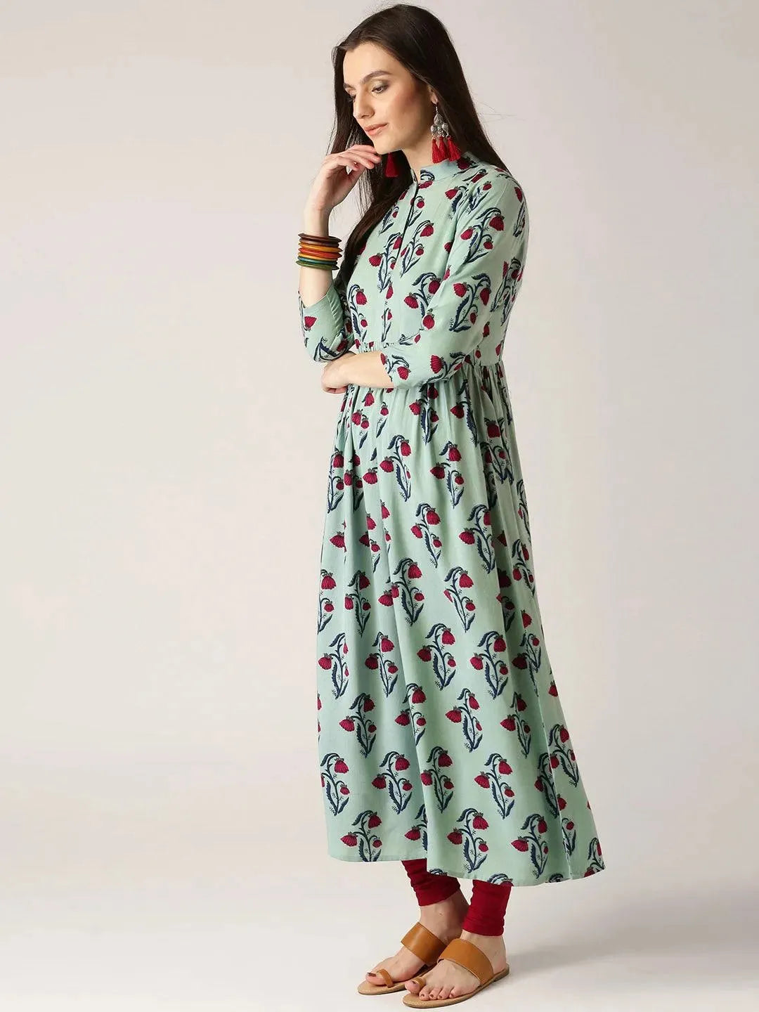 Multicoloured Printed Rayon Kurta - Libas