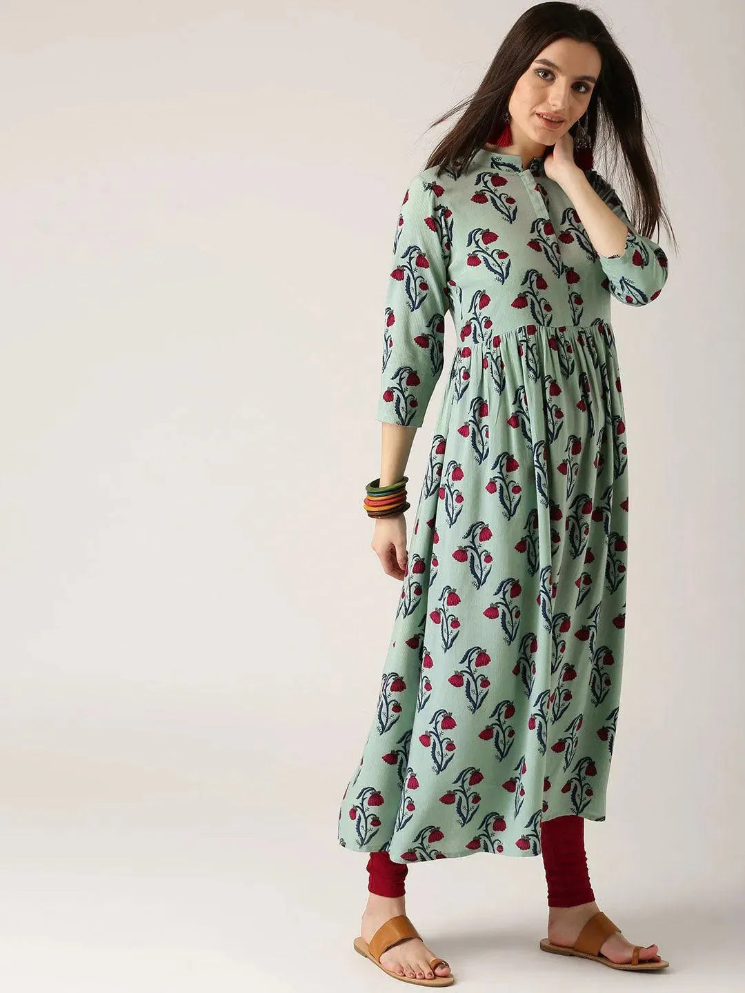 Multicoloured Printed Rayon Kurta - Libas