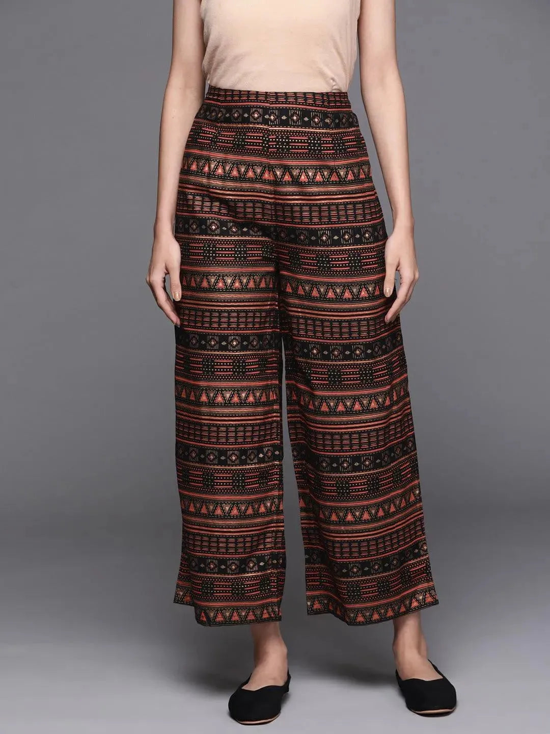 Multicoloured Printed Rayon Palazzos - Libas