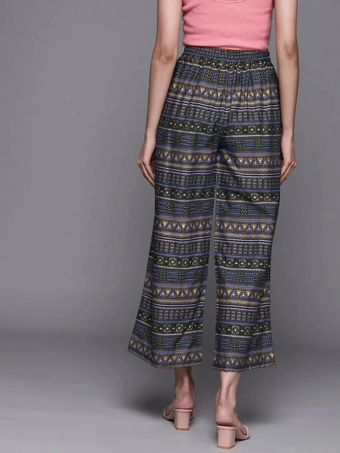Multicoloured Printed Rayon Palazzos - Libas 
