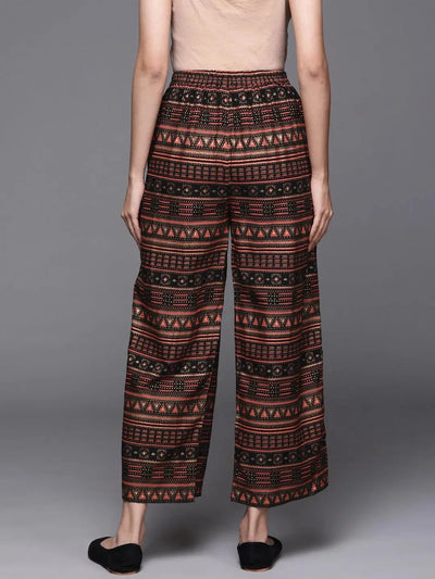 Multicoloured Printed Rayon Palazzos - Libas