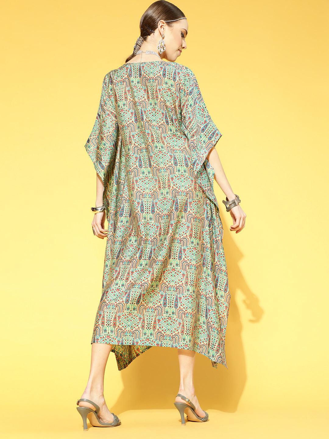 Multicoloured Printed Silk Blend Dress - Libas