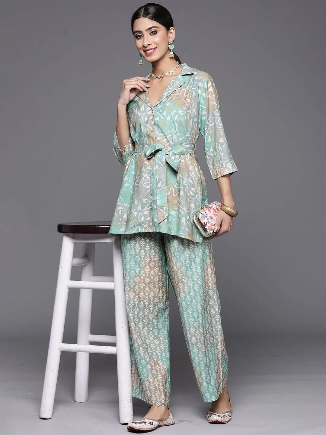 Multi Printed Silk Blend Co-Ords - Libas 