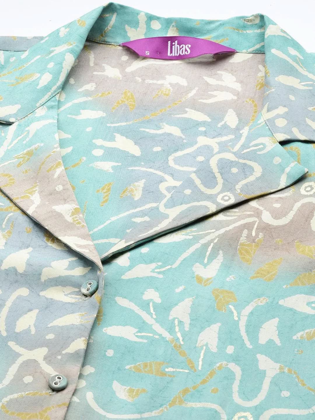 

Multicoloured Printed Silk Blend Shirt With Palazzos