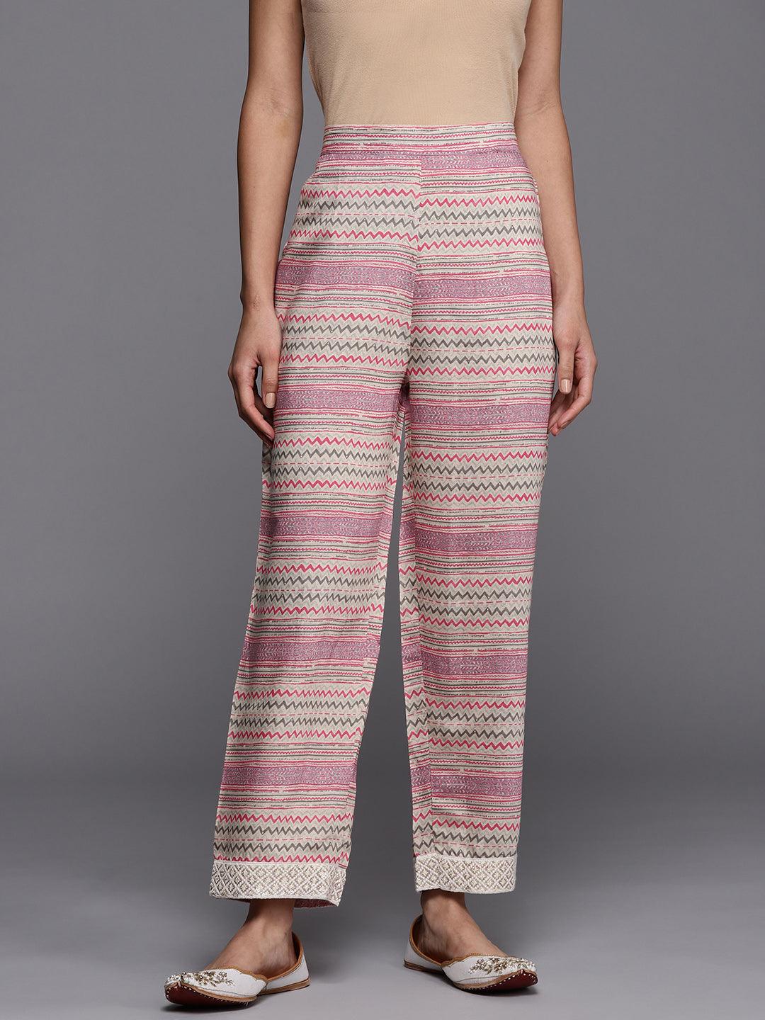 Multicoloured Printed Silk Trousers - Libas