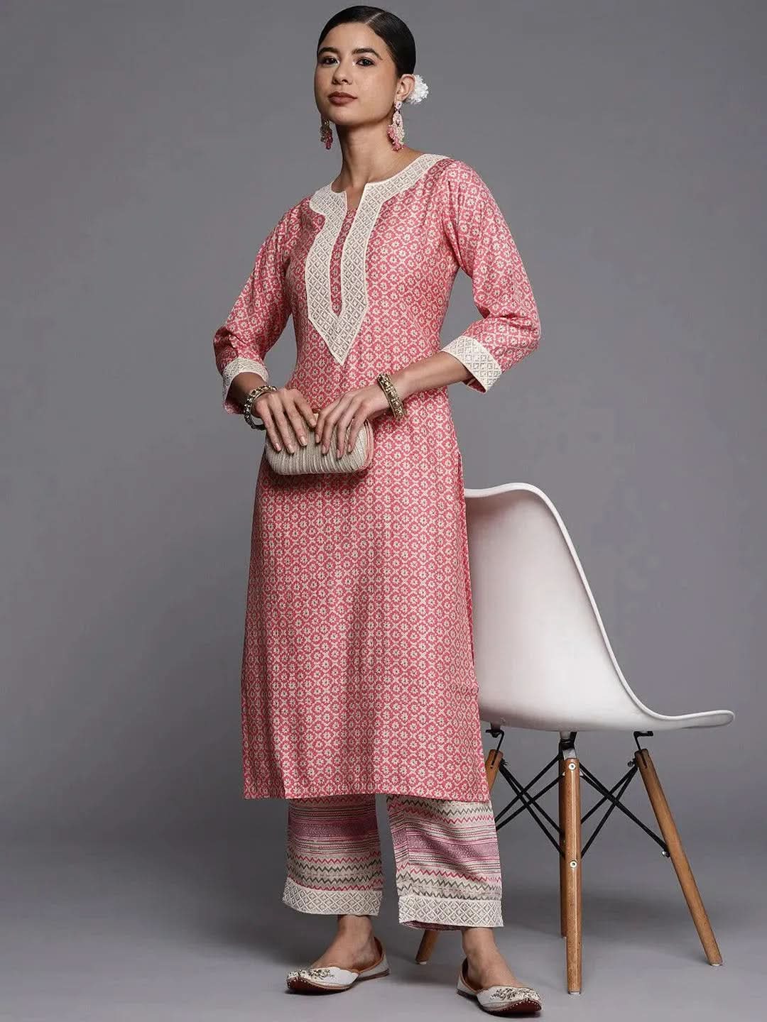 Multicoloured Printed Silk Trousers - Libas 