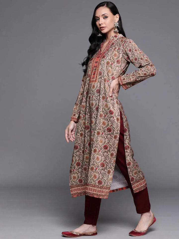 Multicoloured Printed Velvet Suit Set - Libas