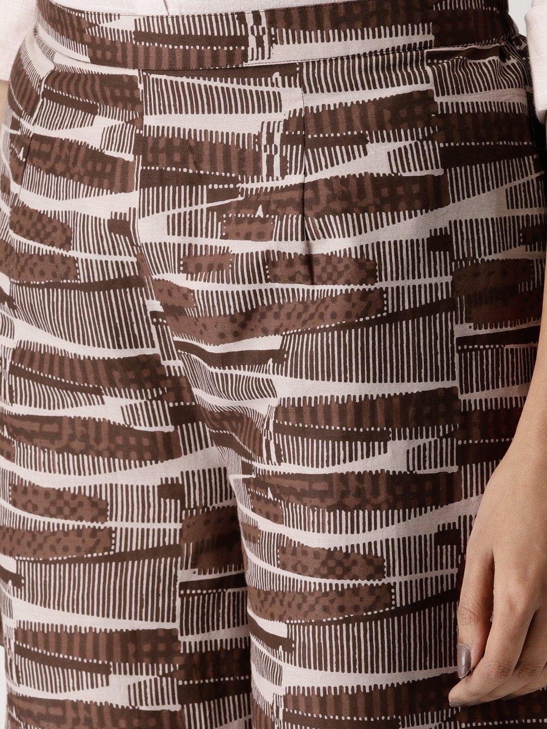 Multicoloured Striped Cotton Palazzos - Libas