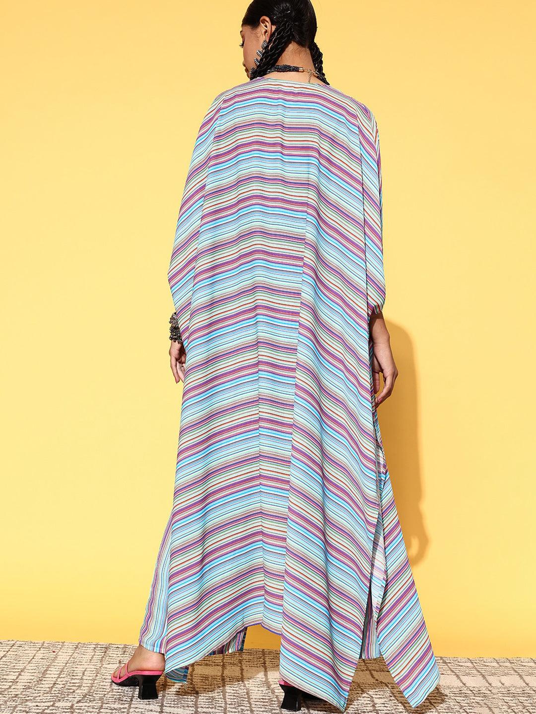 Multicoloured Striped Georgette Co-Ords - Libas