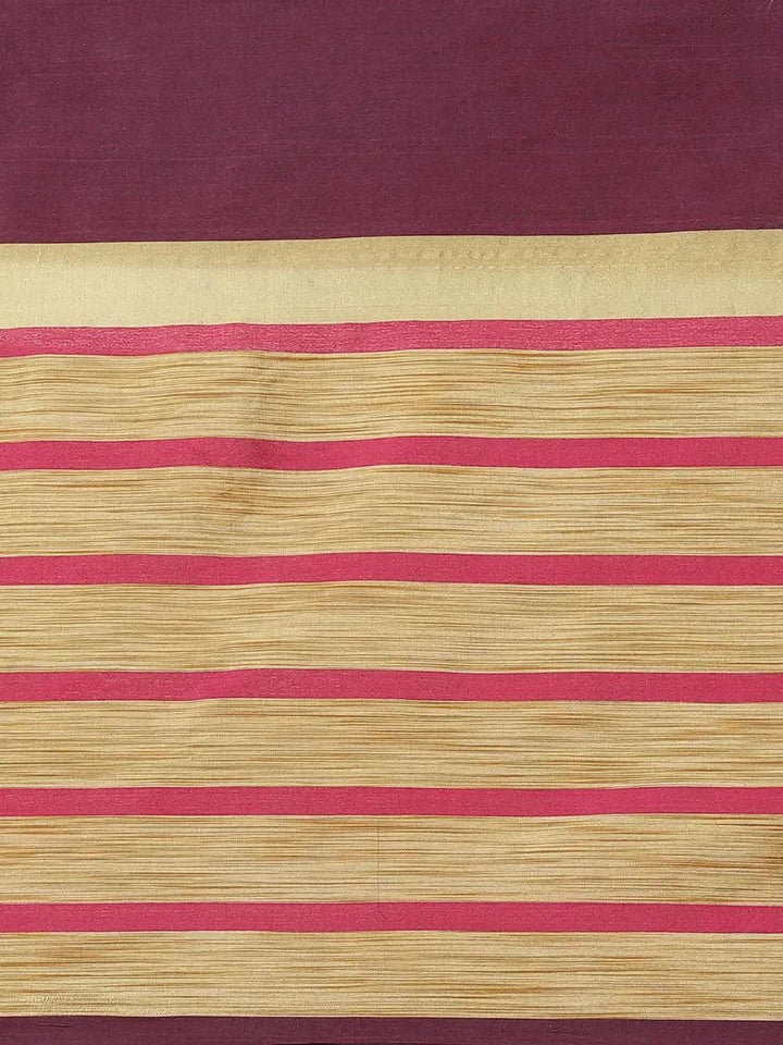 Multicoloured Striped Polyester Silk Saree - Libas