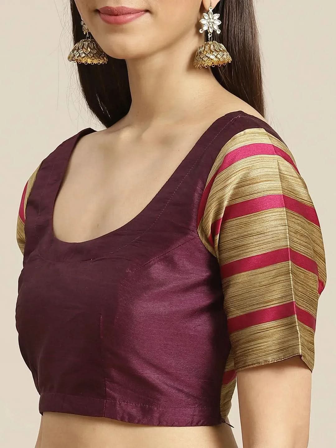 Multicoloured Striped Polyester Silk Saree - Libas 
