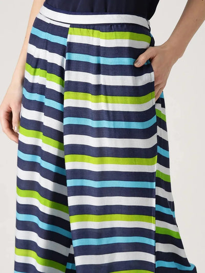 Multicoloured Striped Rayon Palazzos - Libas