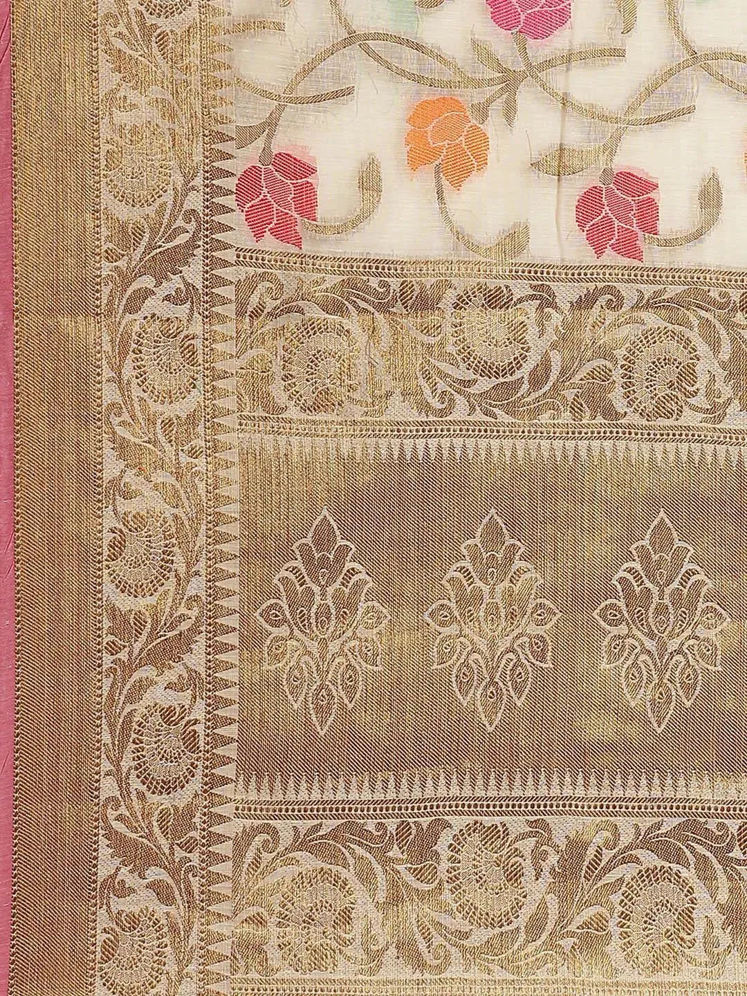 Multicoloured Woven Design Cotton Saree - Libas 