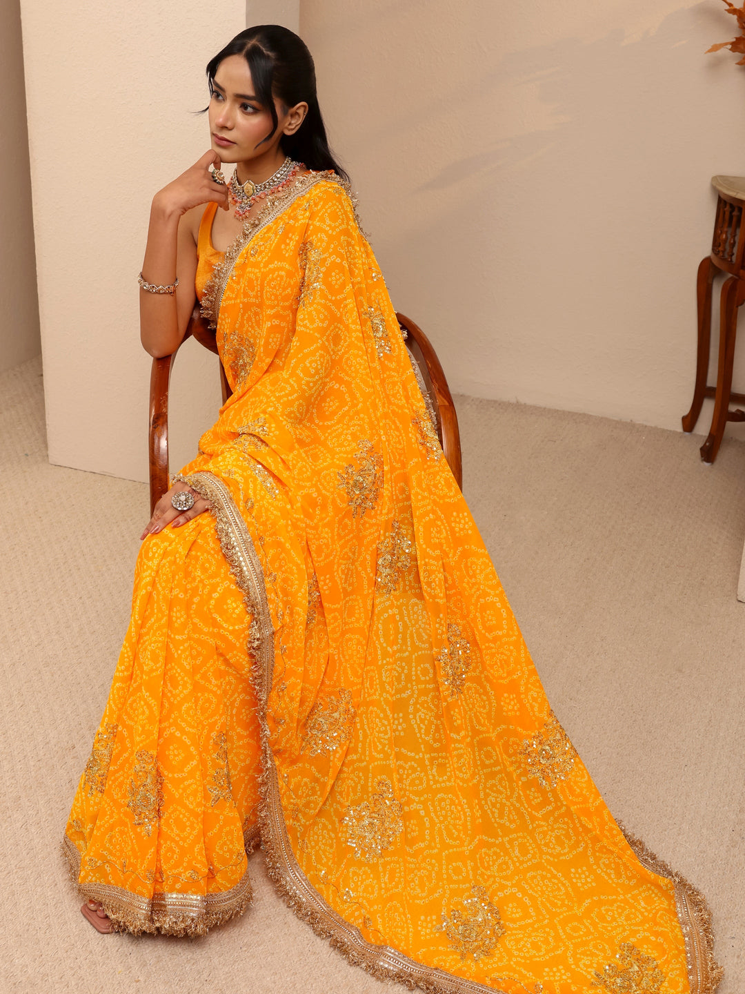  Mustard Badhani Printed Georgette Saree 