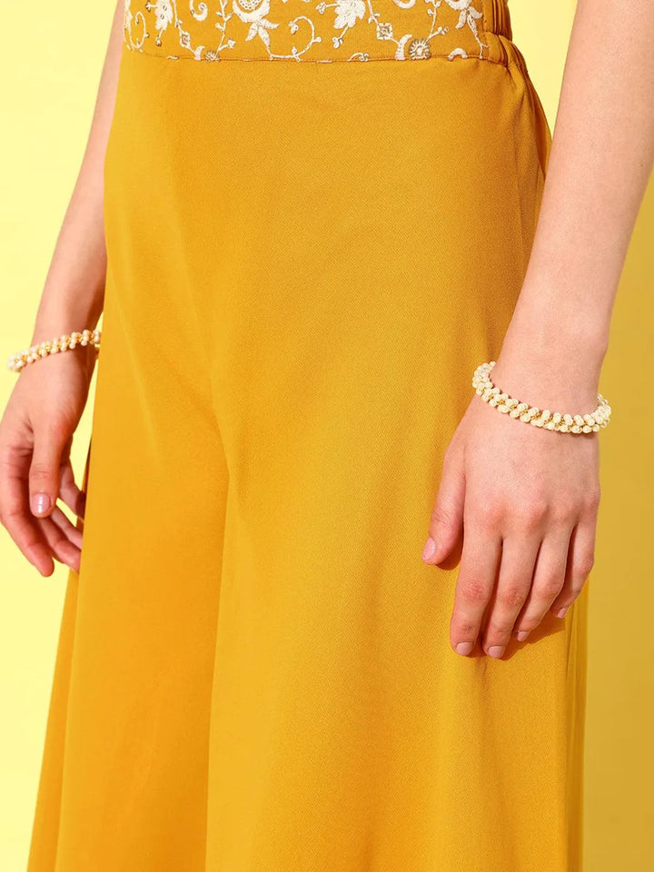 Mustard Embellished Georgette Co-Ords - Libas