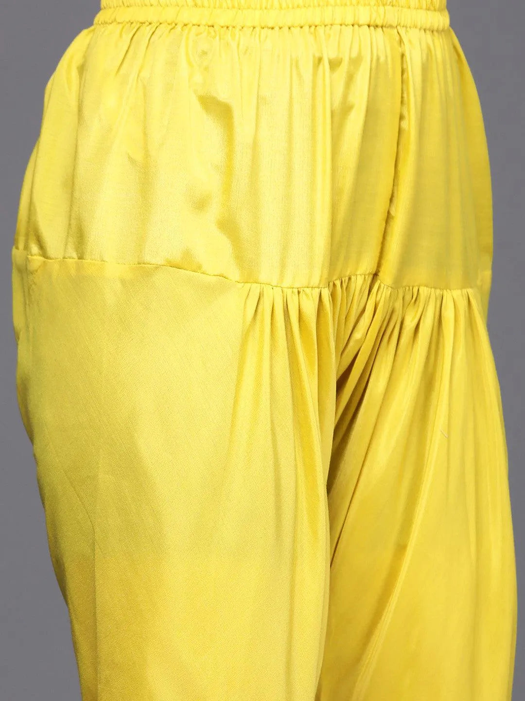 Mustard Embroidered Georgette Anarkali Kurta With Churidar & Dupatta - Libas 