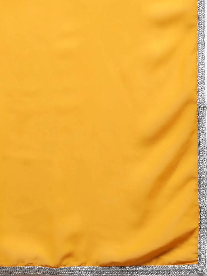 Mustard Embroidered Georgette Straight Suit Set With Trousers - Libas