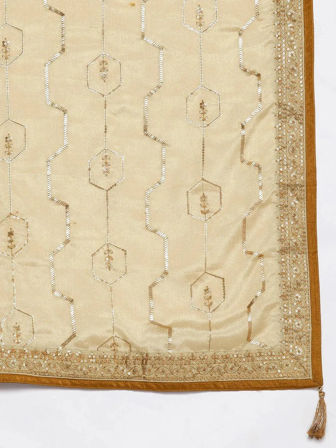Mustard Embroidered Silk Blend Straight Suit Set - Libas 