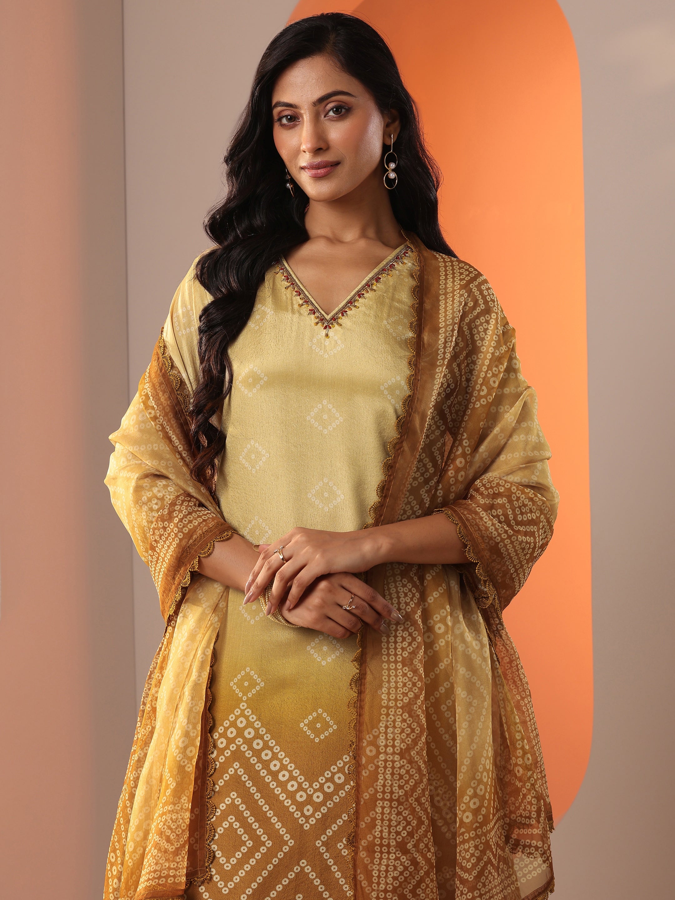 libas Mustard Printed Chinon Straight Suit Set With Dupatta-picture-26
