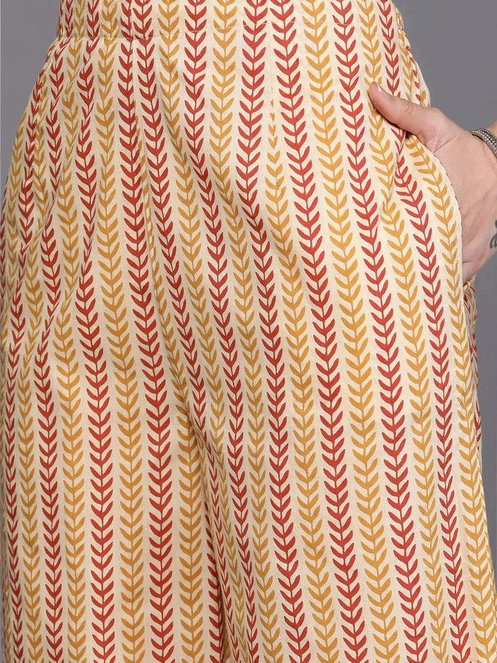 Mustard Printed Cotton Suit Set - Libas