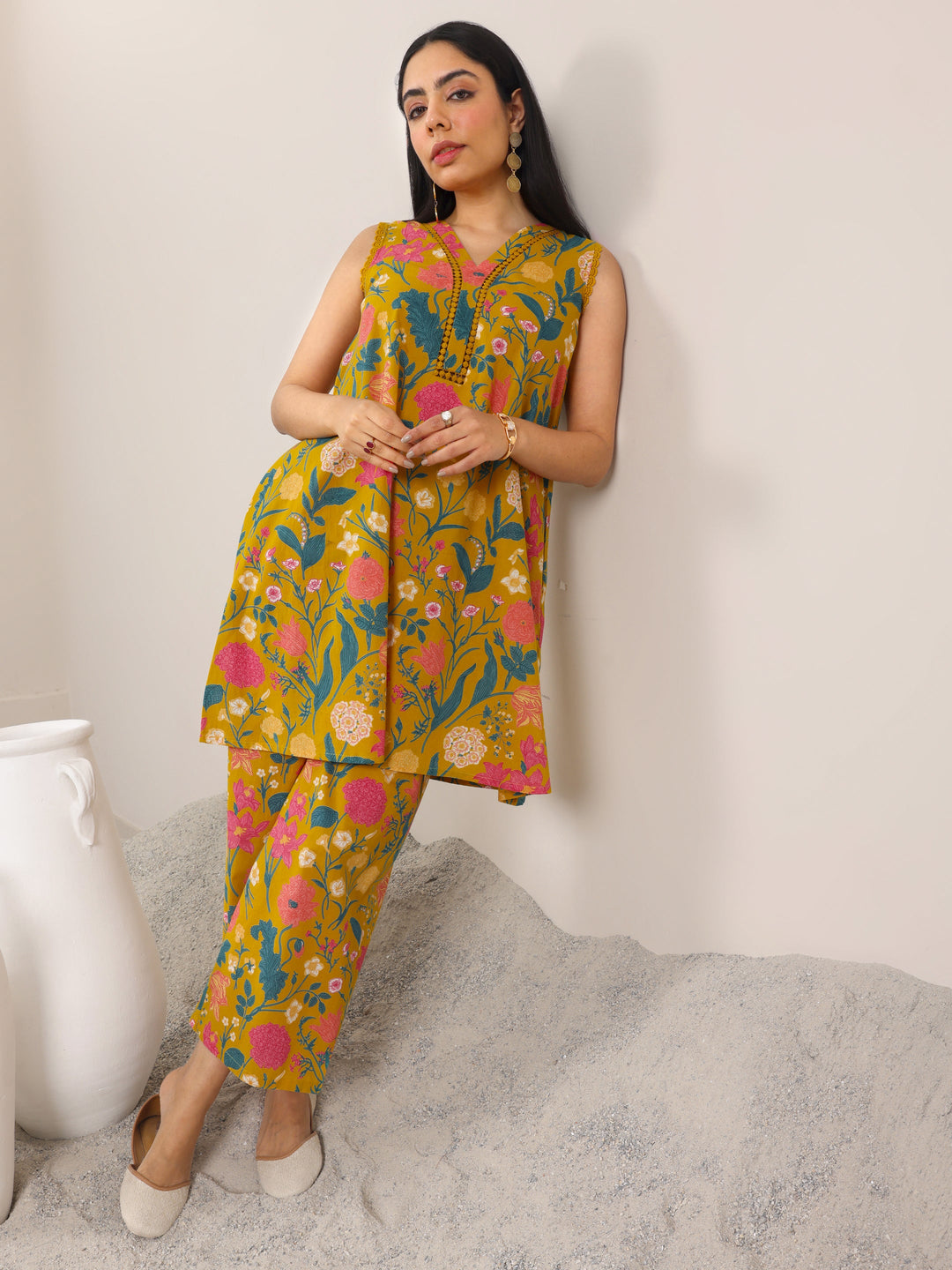  Mustard Printed Cotton Co-Ord Sets 