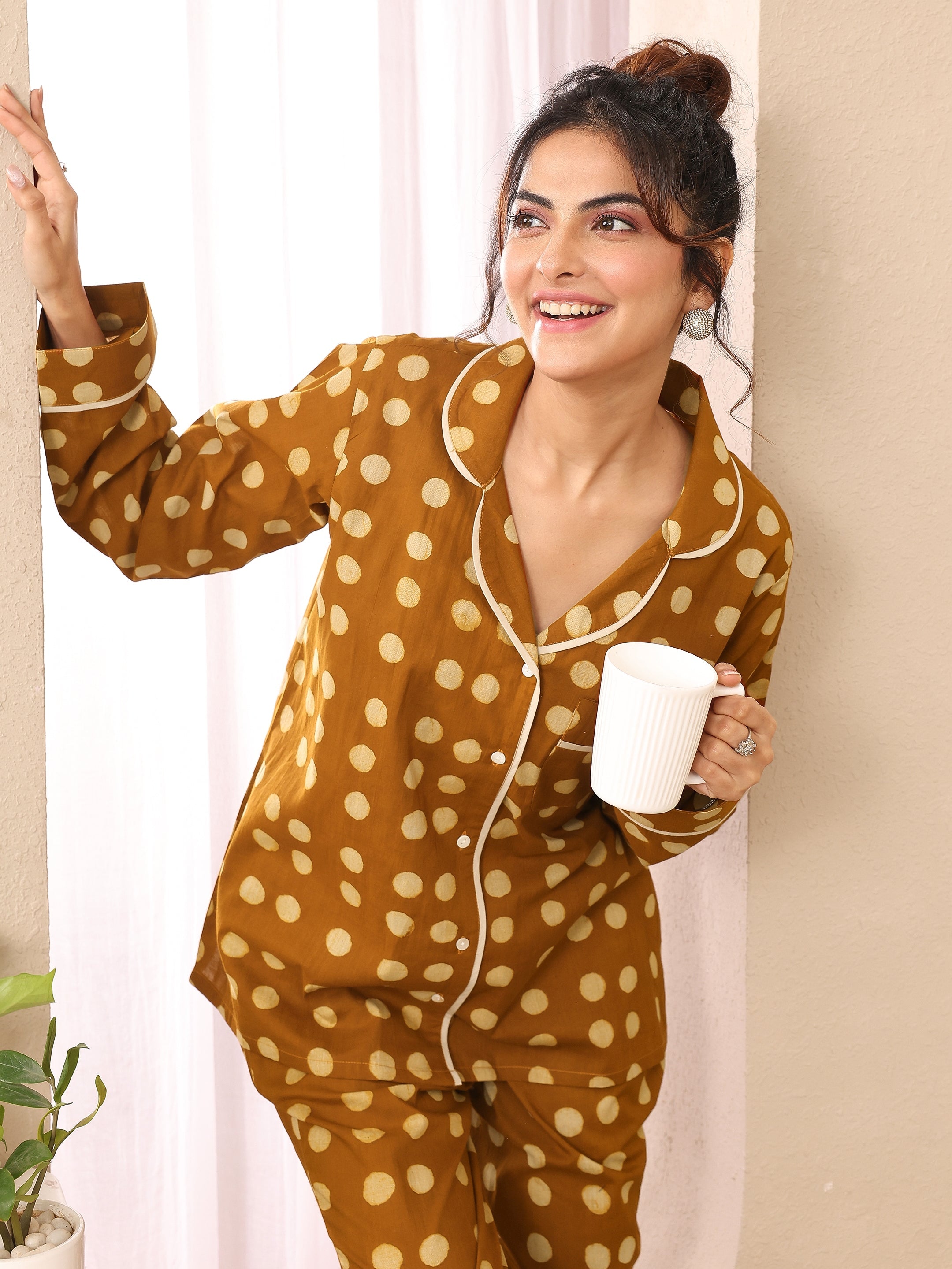 libas Mustard Printed Cotton Night Suit-picture-67
