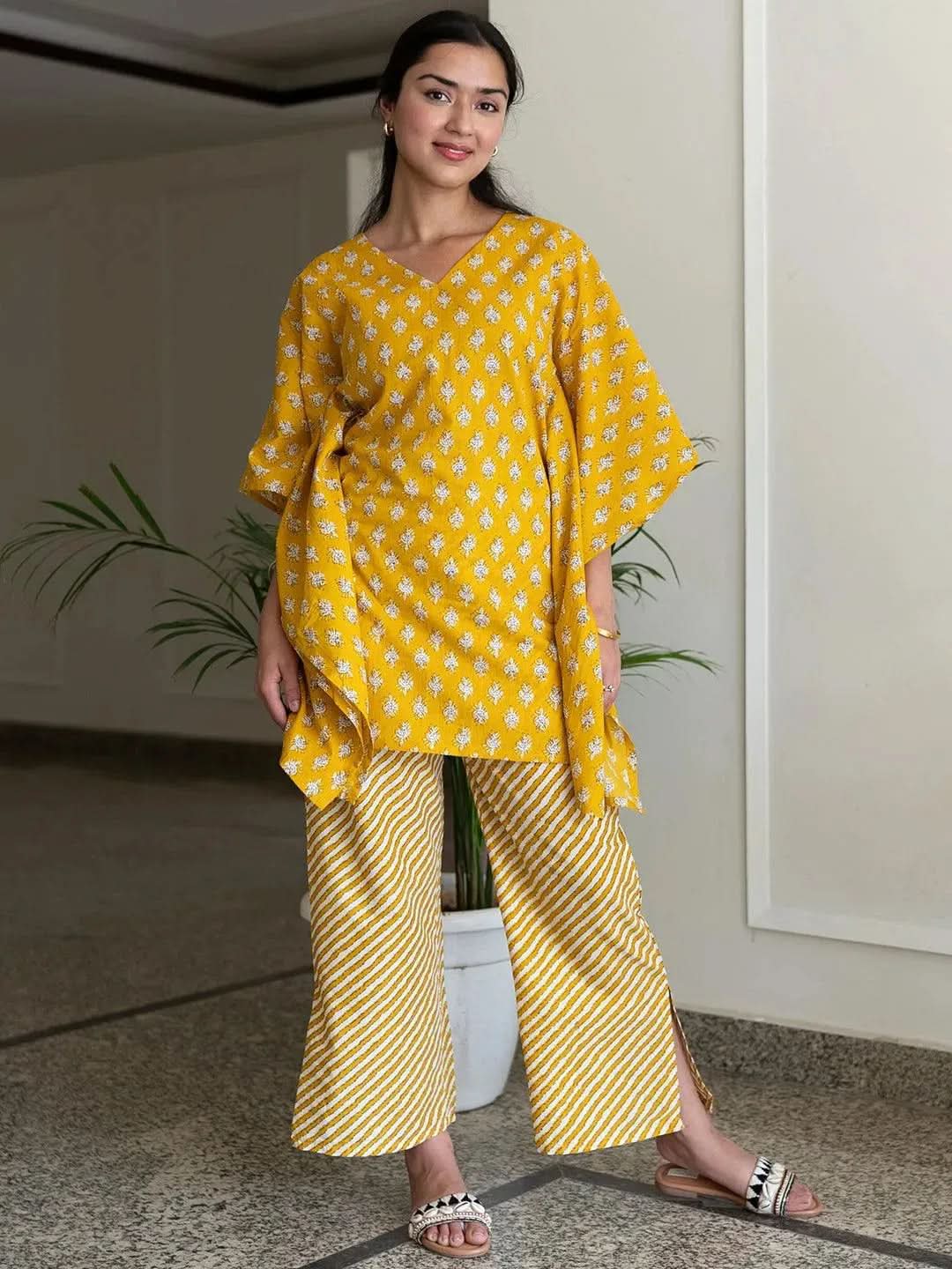 libas Mustard Printed Cotton Night Suit-picture-30