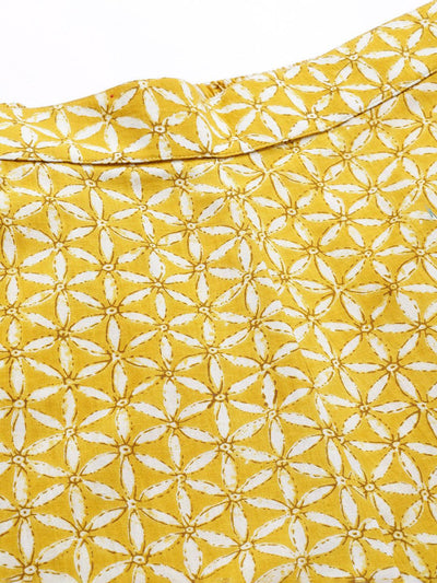 Mustard Printed Cotton Night Suit - Libas