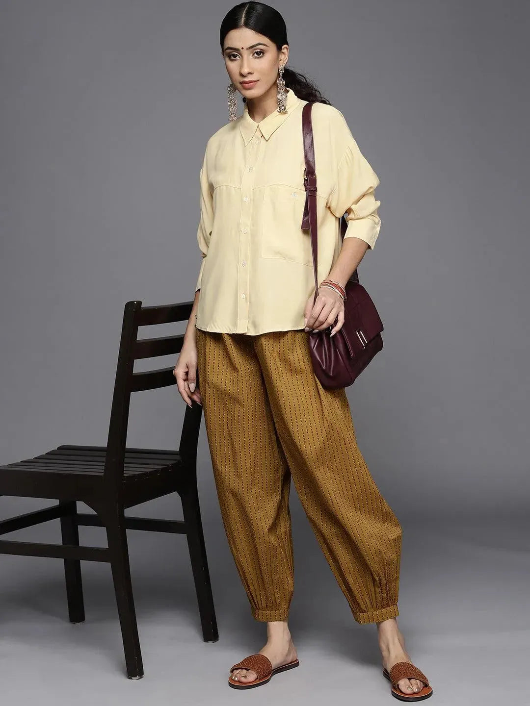 

Mustard Printed Cotton Salwar Pants