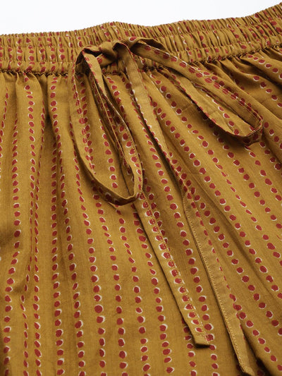Mustard Printed Cotton Salwar Pants - Libas