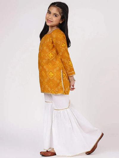 Mustard Printed Cotton Suit Set - Libas