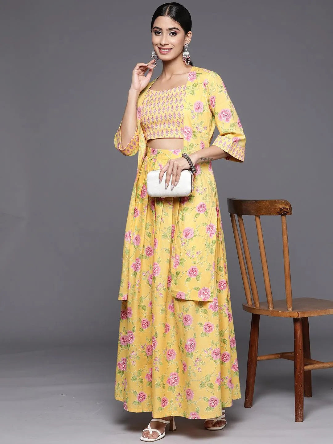 Mustard Printed Cotton Co-Ords - Libas 