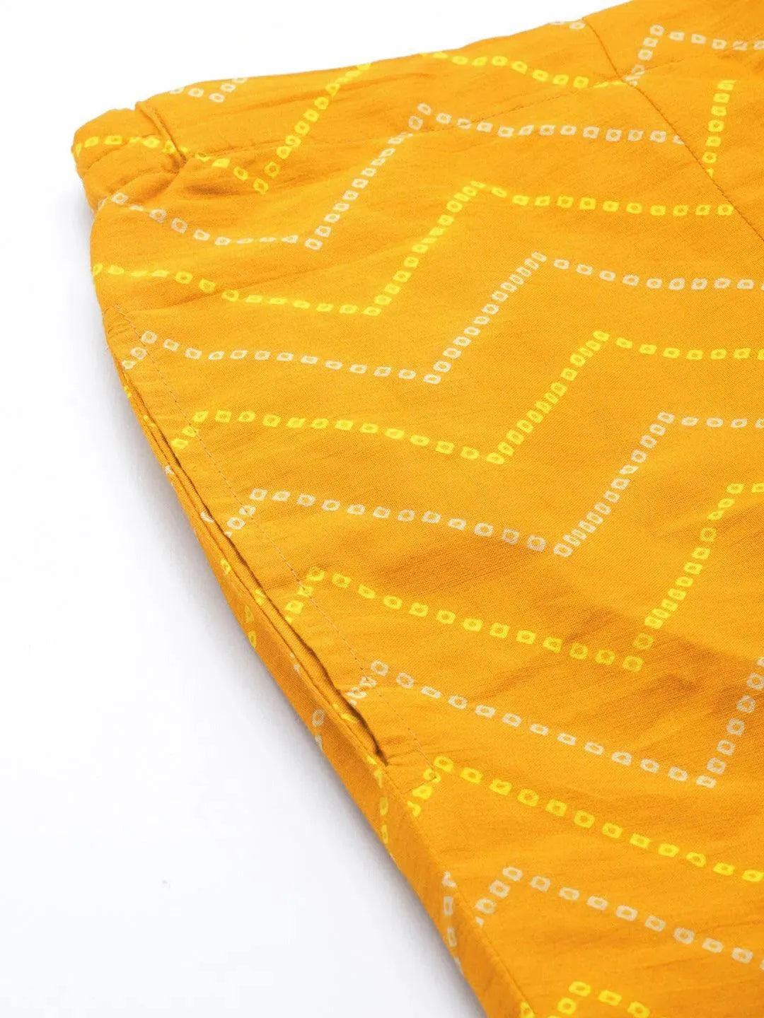 Mustard Printed Cotton Trousers - Libas