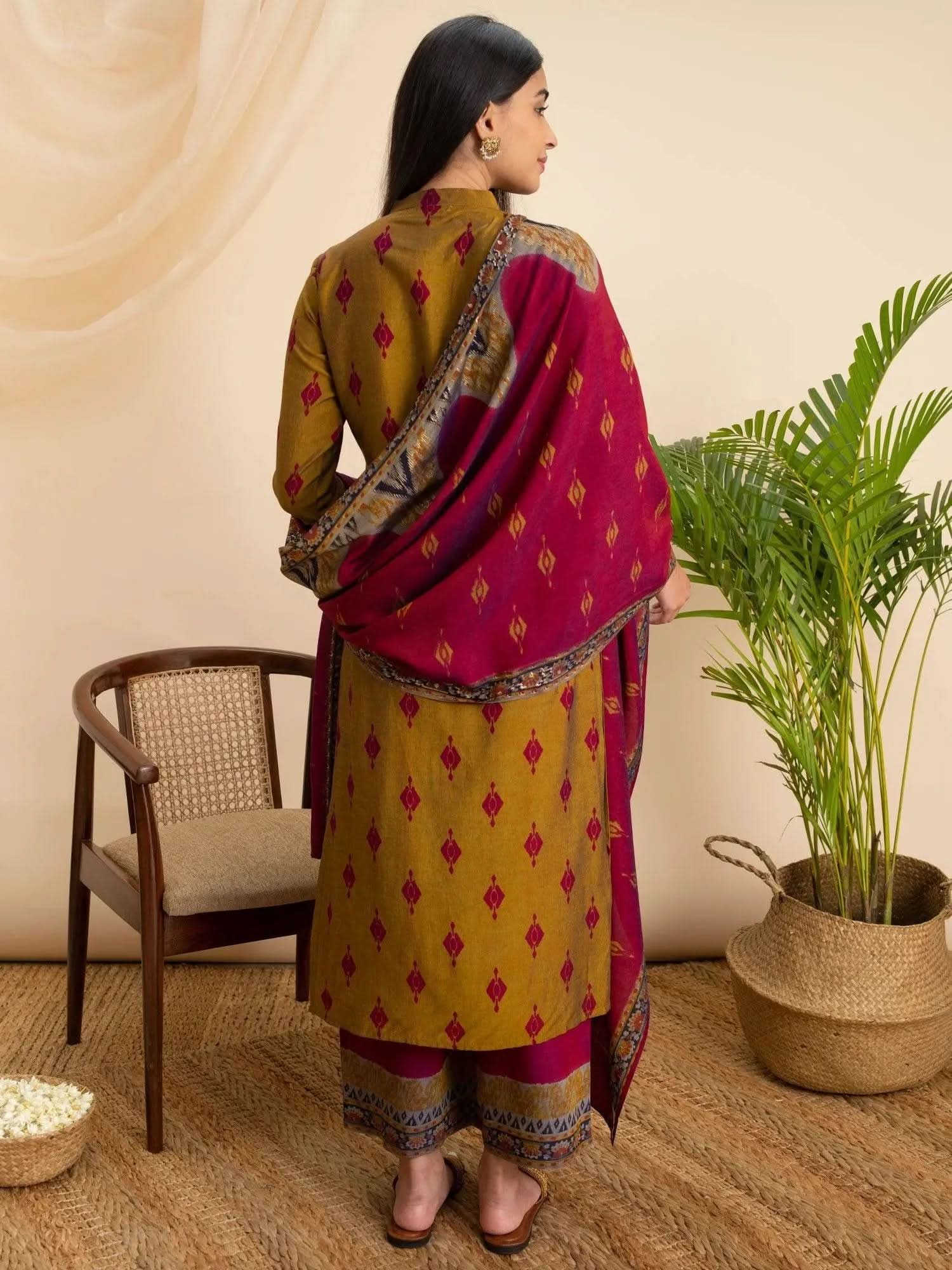 

Buy Mustard Printed Rayon Suit Set - 20087O-XS | Libas Ethnic Wear Online