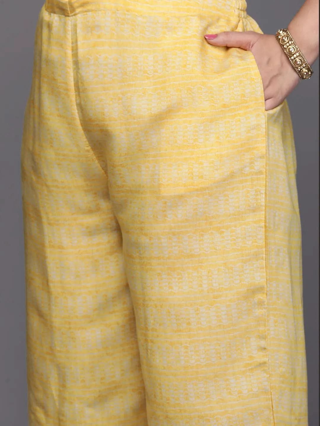 Black Yoke Design Cotton Straight Kurta With Trousers & Dupatta - Libas 