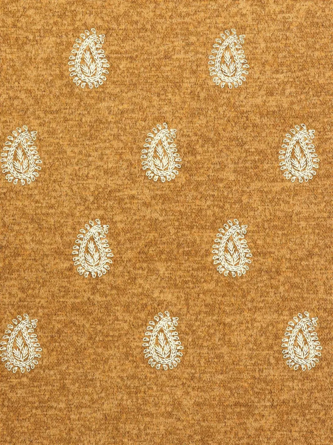Mustard Printed Wool Straight Suit Set - Libas 