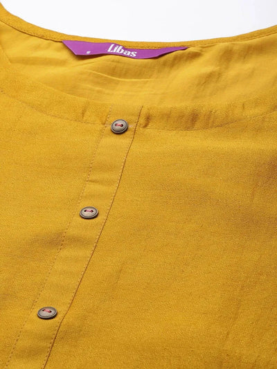 Mustard Solid Silk Kurta - Libas