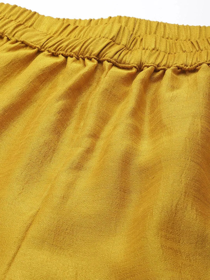 Mustard Solid Silk Palazzos - Libas