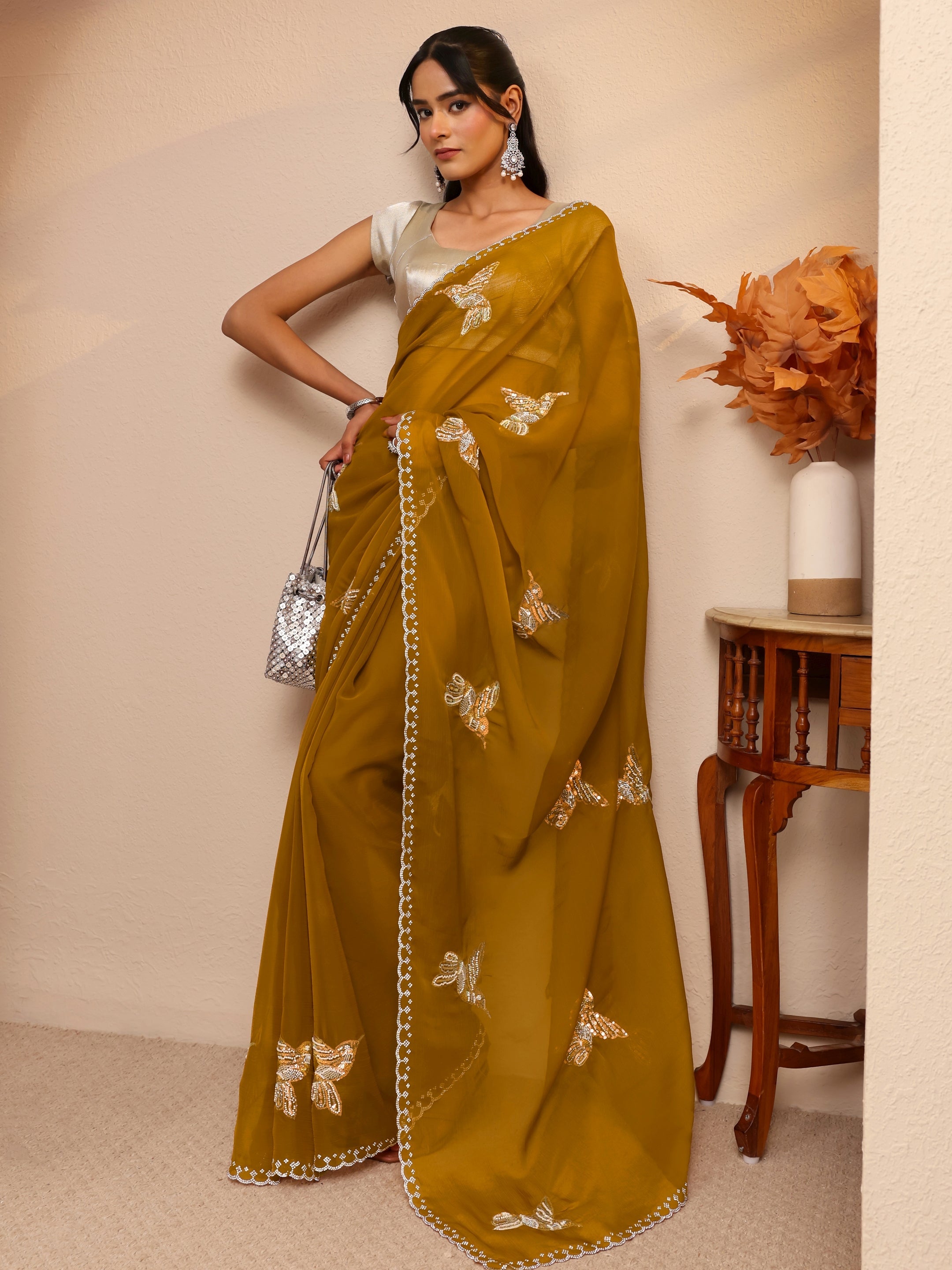 libas Mustard Tissue Saree-picture-18